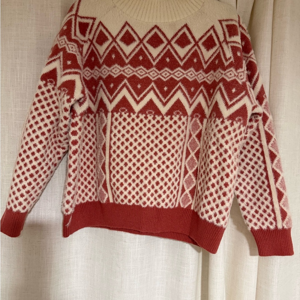 Pink Lily Mock Neck Fair Isle Sweater